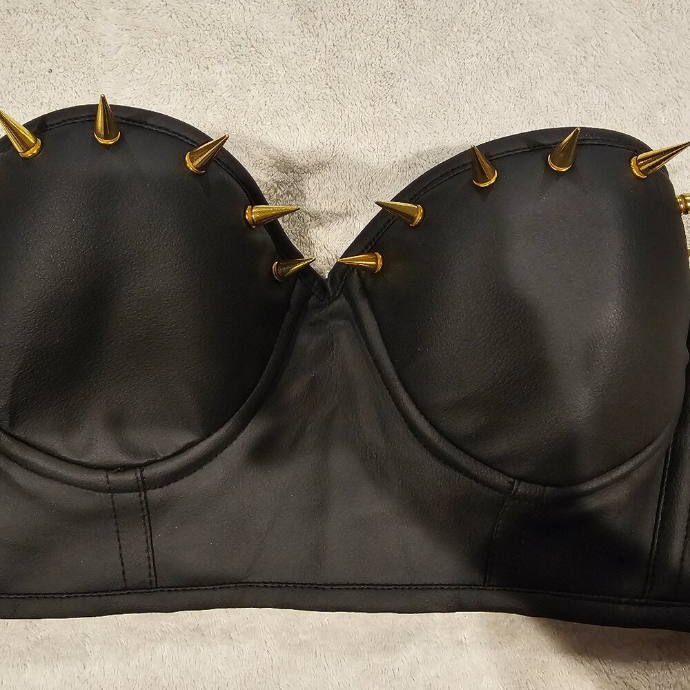 Daisy Corsets Faux Leather Spike Bra